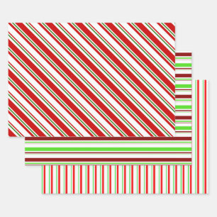 Rood, wit, groen gekleurd kerstfeest geïnspireerd inpakpapier vel