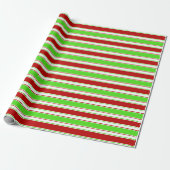 Rood, wit, groen gekleurde kerstkernen cadeaupapier (Uitgerold)