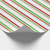 Rood, wit, groen gekleurde kerstkernen cadeaupapier (Hoek)