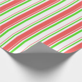 Rood, wit, groen gekleurde kerstlijntjes cadeaupapier (Hoek)