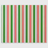 Rood, wit, groen gekleurde kerstlijntjes cadeaupapier (Vlak)