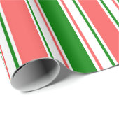 Rood, wit, groen gekleurde kerstlijntjes cadeaupapier (Rol Hoek)