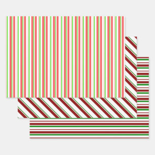 Rood, wit, groen gekleurde kerstpatronen inpakpapier vel