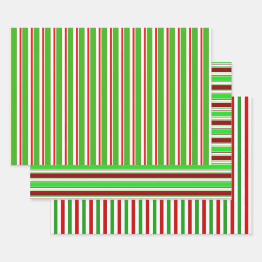 Rood, wit, groen gekleurde kerstpatronen inpakpapier vel (Set)