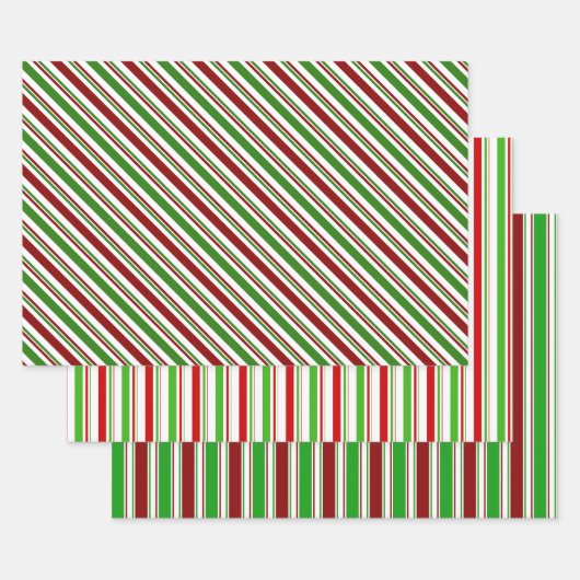 Rood, wit, groen gekleurde kerstpatronen inpakpapier vel (Set)