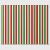 Rood, wit, groen gekleurde kerststijllijnen cadeaupapier (Vlak)