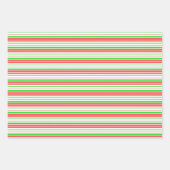 Rood, wit, groen gekleurde kerststijllijnen inpakpapier vel (Voorkant 2)