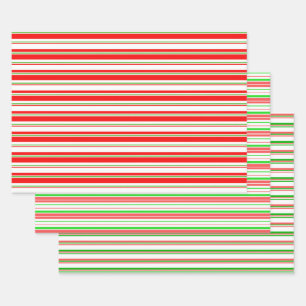 Rood, wit, groen gekleurde kerststijllijnen inpakpapier vel