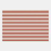 Rood, wit, groen gekleurde kerststijllijnen inpakpapier vel (Voorkant 2)