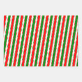 Rood, wit, groen gekleurde kerststijllijnen inpakpapier vel (Voorkant 3)