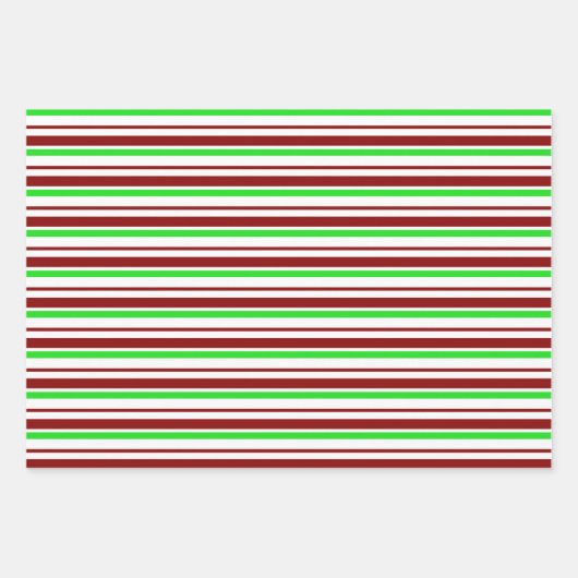 Rood, wit, groen gekleurde kerststijllijnen inpakpapier vel (Voorkant)