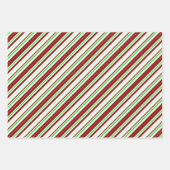Rood, wit, groen gekleurde kerststijlstrepen inpakpapier vel (Voorkant 3)