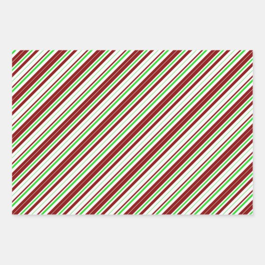 Rood, wit, groen gekleurde kerststijlstrepen inpakpapier vel (Voorkant 3)