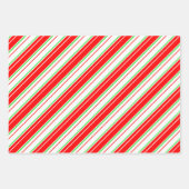 Rood, wit, groen gekleurde kerststijlstrepen inpakpapier vel (Voorkant 2)