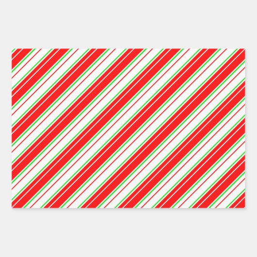 Rood, wit, groen gekleurde kerststijlstrepen inpakpapier vel (Voorkant 2)