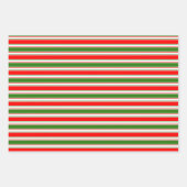Rood, wit, groen gekleurde kerststijlstrepen inpakpapier vel (Voorkant)