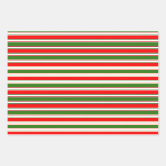Rood, wit, groen gekleurde kerststijlstrepen inpakpapier vel (Voorkant)