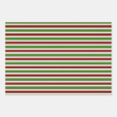 Rood, wit, groen gekleurde kerststijlstrepen inpakpapier vel (Voorkant 3)