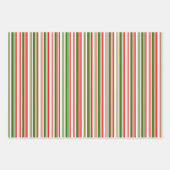 Rood, wit, groen gekleurde kerststijlstrepen inpakpapier vel (Voorkant 2)