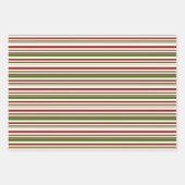 Rood, wit, groen gekleurde kerststijlstrepen inpakpapier vel (Voorkant 3)