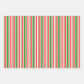 Rood, wit, groen gekleurde kerststijlstrepen inpakpapier vel (Voorkant)