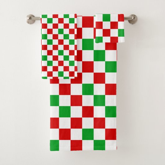 Rood Wit Groen Geruit Patroonontwerp Bad Handdoek (Insitu)