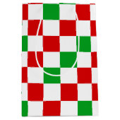 Rood Wit Groen Geruit Patroonontwerp  Medium Cadeauzakje (Voorkant)