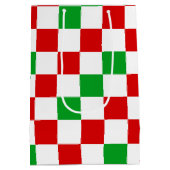 Rood Wit Groen Geruit Patroonontwerp  Medium Cadeauzakje (Achterkant)