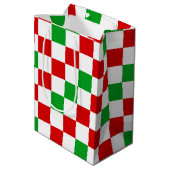 Rood Wit Groen Geruit Patroonontwerp  Medium Cadeauzakje (Achterkant Gekanteld)
