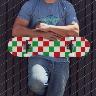 Rood Wit Groen Geruit Patroonontwerp Persoonlijk Skateboard
