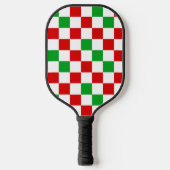 Rood Wit Groen Geruit Patroonontwerp Pickleball Paddle (Voorkant)