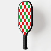 Rood Wit Groen Geruit Patroonontwerp Pickleball Paddle (Links)