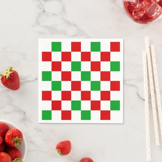 Rood Wit Groen Geruit Patroonontwerp Servet (Insitu)