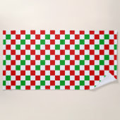 Rood Wit Groen Geruit Patroonontwerp Strandlaken (Voorkant)