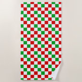 Rood Wit Groen Geruit Patroonontwerp Strandlaken (Voorkant)