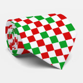 Rood Wit Groen Geruit Patroonontwerp Stropdas (Opgerold)