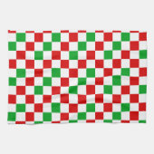 Rood Wit Groen Geruit Patroonontwerp Theedoek (Horizontaal)