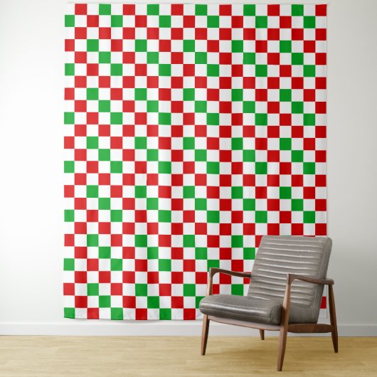 Rood Wit Groen Geruit Patroonontwerp  Wandkleed (In situ)