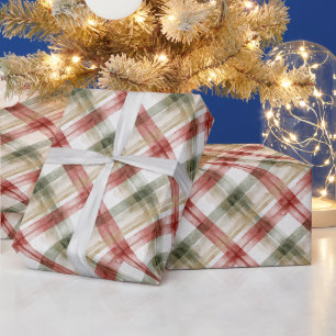 Rood Wit Groen Geruit Strepen Kerstmis Cadeaupapier
