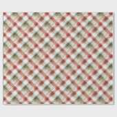 Rood Wit Groen Geruit Strepen Kerstmis Cadeaupapier (Vlak)