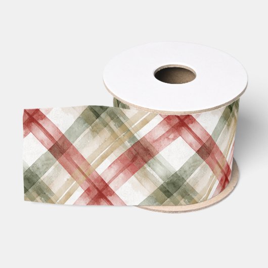 Rood Wit Groen Geruit Strepen Kerstmis Grosgrain Lint (Spoel)