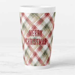 Rood Wit Groen Geruit Strepen Kerstmis Latte Mok