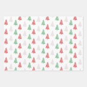 Rood wit groen gestempeld kleine kerstbomen inpakpapier vel (Voorkant)