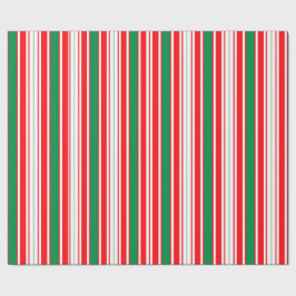 Rood Wit & Groen Gestreepd Kerst Inpakpapier