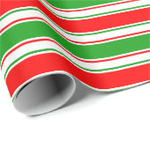 Rood, wit, groen gestreept/gelijnd patroon cadeaupapier (Rol Hoek)