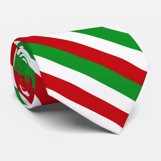 Rood, wit, groen gestreept patroon stropdas (Opgerold)