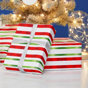 Rood wit & groen gestreepte kerst cadeaupapier