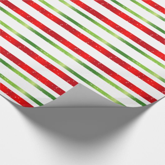 Rood wit & groen gestreepte kerst cadeaupapier (Hoek)