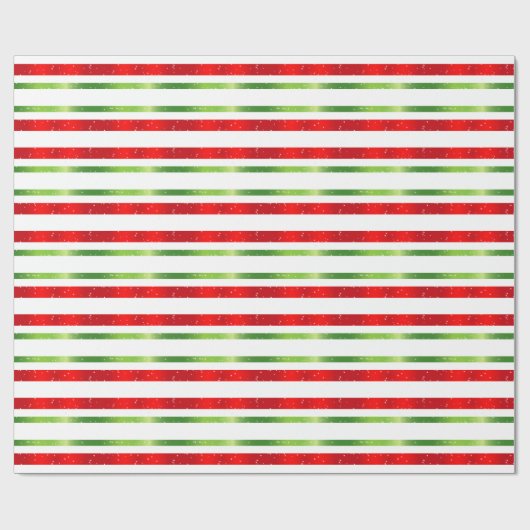 Rood wit & groen gestreepte kerst cadeaupapier (Vlak)