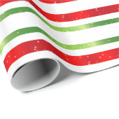 Rood wit & groen gestreepte kerst cadeaupapier (Rol Hoek)